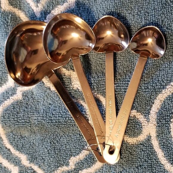 Vintage heart shaped measuring spoons stainless - Picture 1 of 5